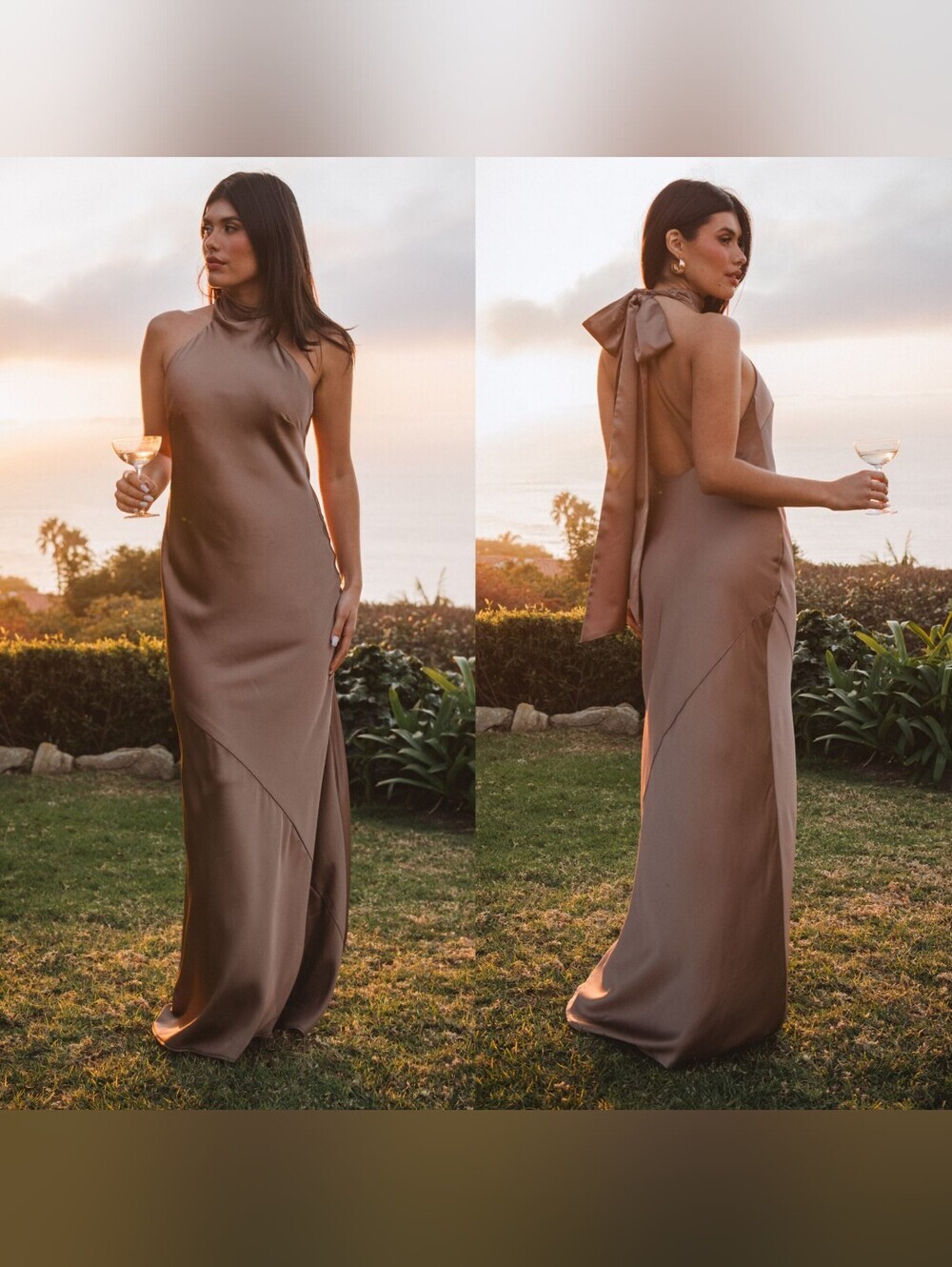 Show Me Your MuMu Lisa Dune Luxe Satin Maxi Dress Wedding Party Prom Formal